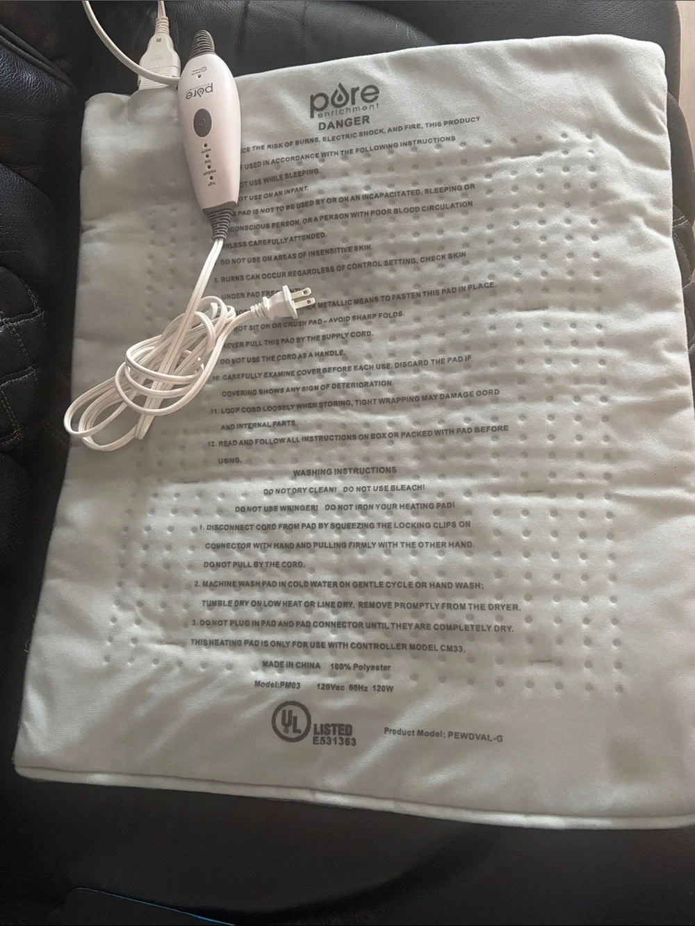 Gray Electric Heating Pad with Controller